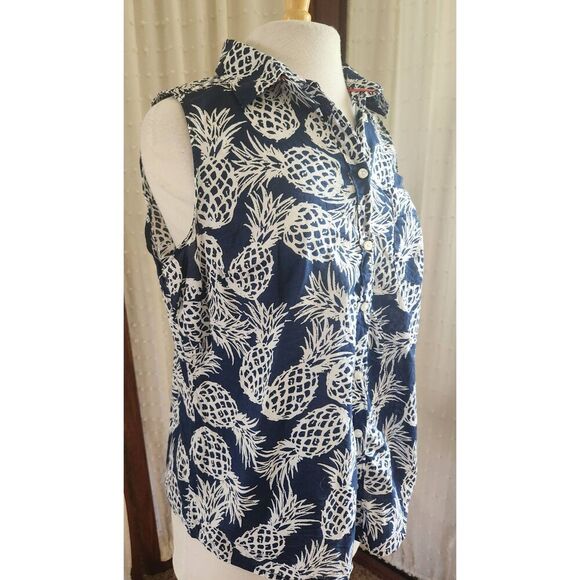 F19 St John's Bay pineapple button up blouse - Picture 8 of 9